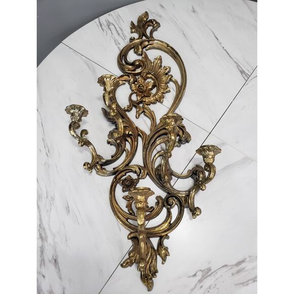 Vintage Hollywood Regency Syroco MCM 5 Arm Wall Sconce #4049 36” Patent 1968 - Picture 1 of 10